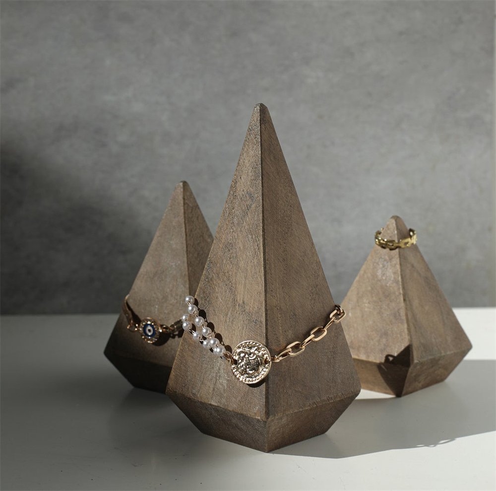 6" Natural Solid Wood Pyramid Decorative Sculpture HomeRoots