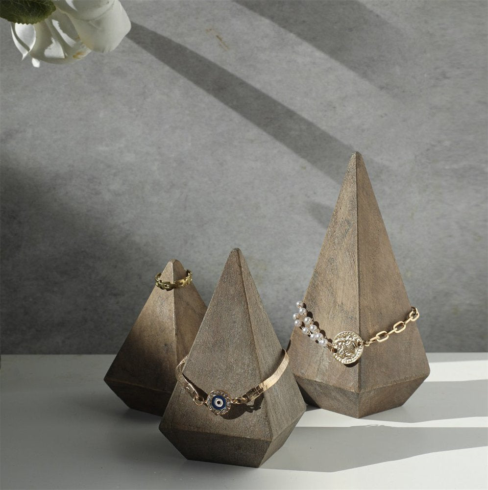 4" Natural Solid Wood Pyramid Decorative Sculpture HomeRoots