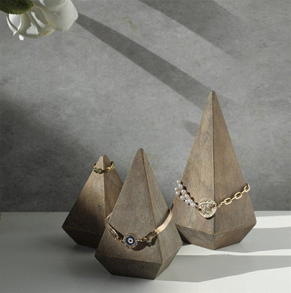 4" Natural Solid Wood Pyramid Decorative Sculpture HomeRoots