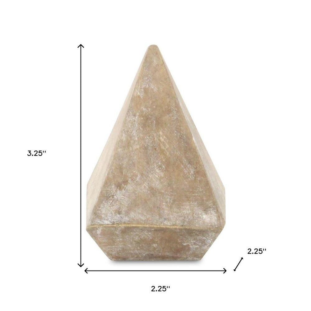 3" Brown Solid Wood Pyramid Decorative Sculpture HomeRoots