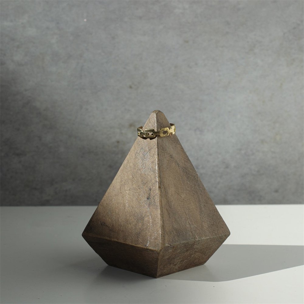 3" Brown Solid Wood Pyramid Decorative Sculpture HomeRoots