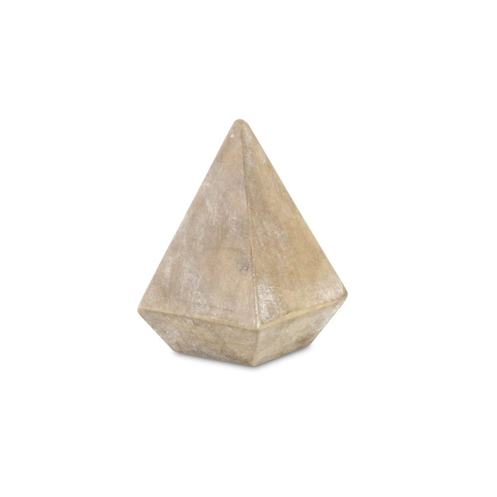 3" Brown Solid Wood Pyramid Decorative Sculpture HomeRoots