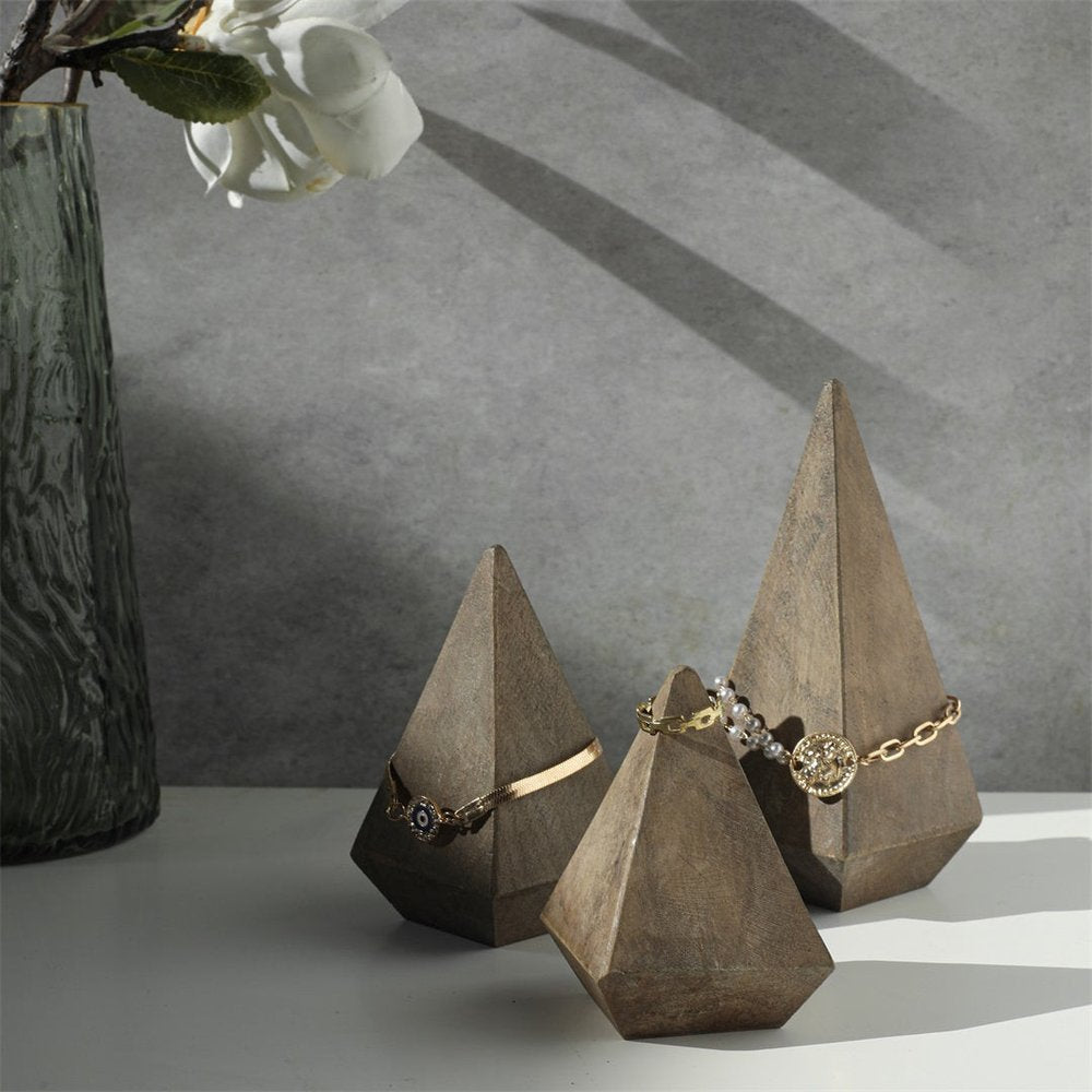 3" Brown Solid Wood Pyramid Decorative Sculpture HomeRoots