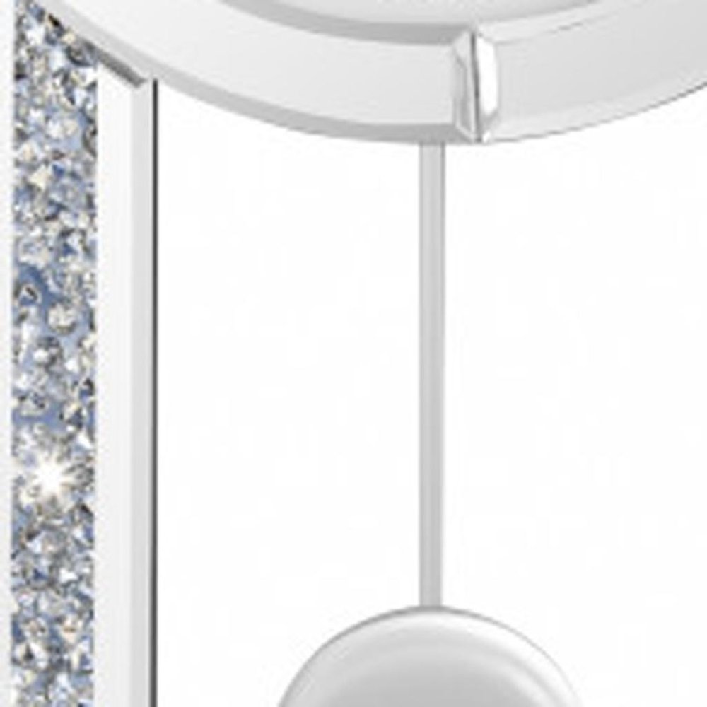 15" Silver Faux Crystal And Mirrored Glass Silent Analog Oval Wall Clock HomeRoots