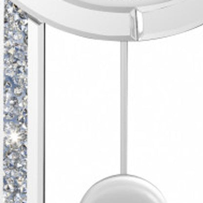 15" Silver Faux Crystal And Mirrored Glass Silent Analog Oval Wall Clock HomeRoots