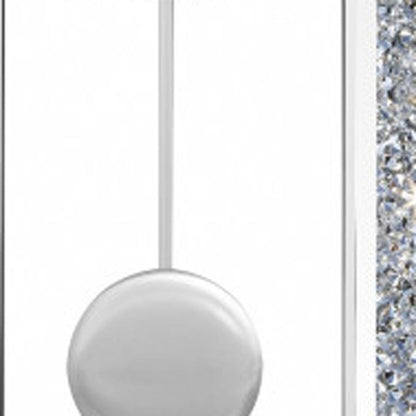 15" Silver Faux Crystal And Mirrored Glass Silent Analog Oval Wall Clock HomeRoots