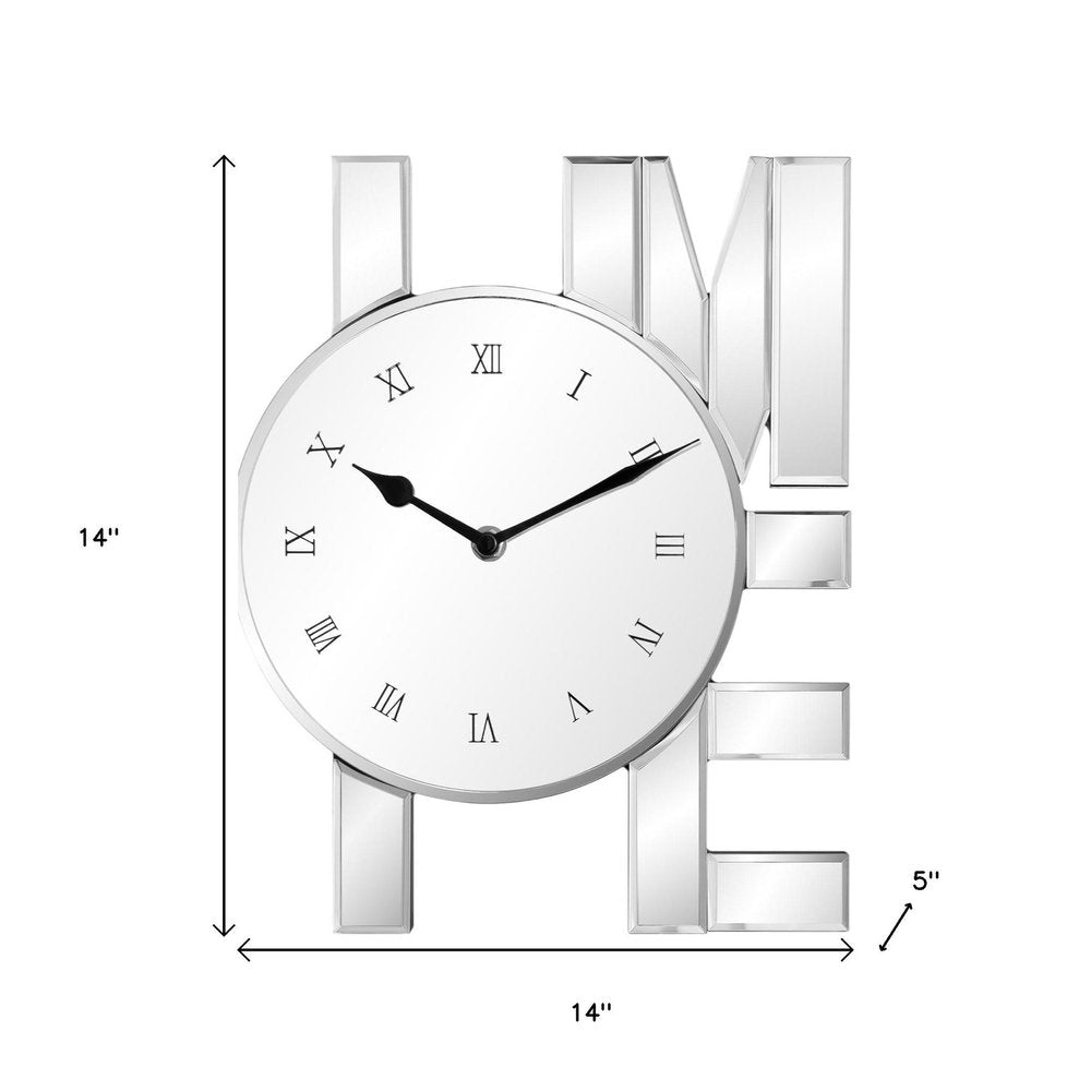 11" Silver Mirrored Glass Silent Analog Novelty Wall Clock HomeRoots