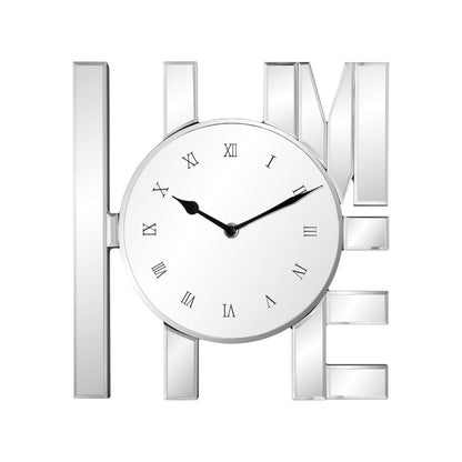 11" Silver Mirrored Glass Silent Analog Novelty Wall Clock HomeRoots