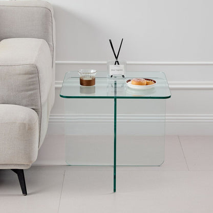 16" Clear Glass Square Cross Legs End Table HomeRoots