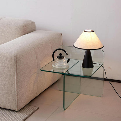 16" Clear Glass Square Cross Legs End Table HomeRoots