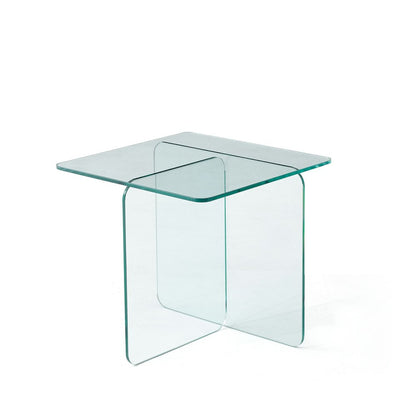 16" Clear Glass Square Cross Legs End Table HomeRoots