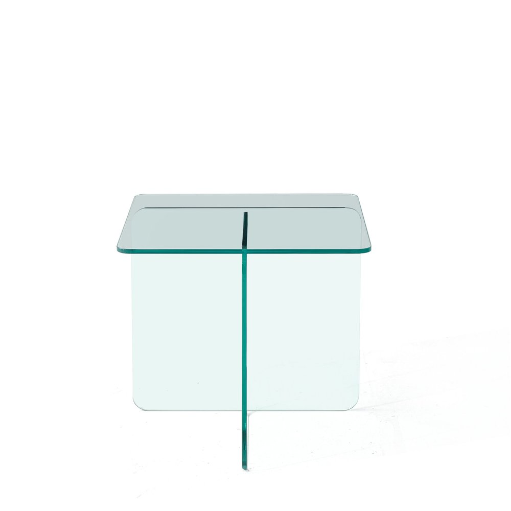 16" Clear Glass Square Cross Legs End Table HomeRoots