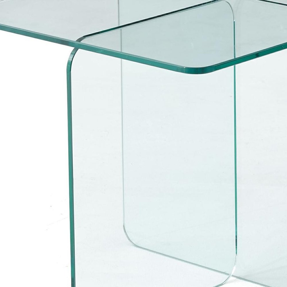 16" Clear Glass Square Cross Legs End Table HomeRoots