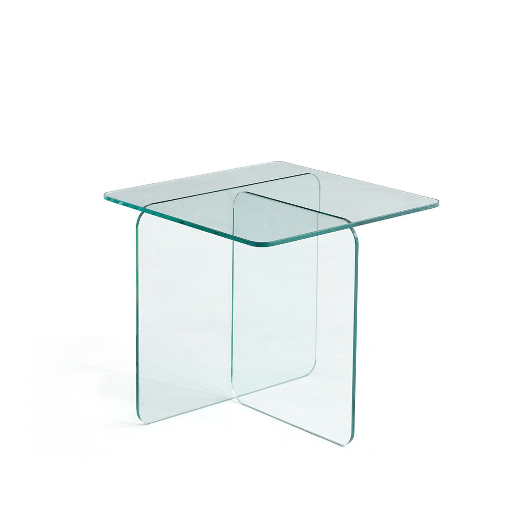 16" Clear Glass Square Cross Legs End Table HomeRoots