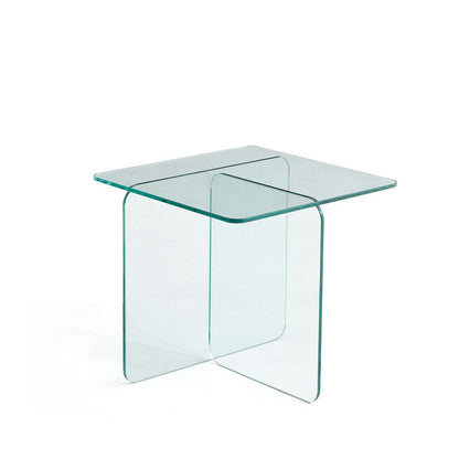 16" Clear Glass Square Cross Legs End Table HomeRoots