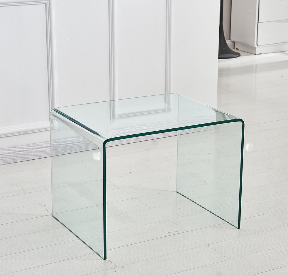 19" Clear Glass Sled End Table HomeRoots