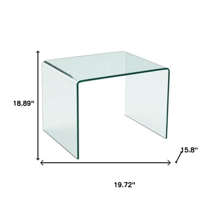 19" Clear Glass Sled End Table