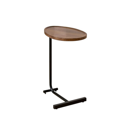 Set of Two Brown and Black Wood and Metal Oval End Tables HomeRoots