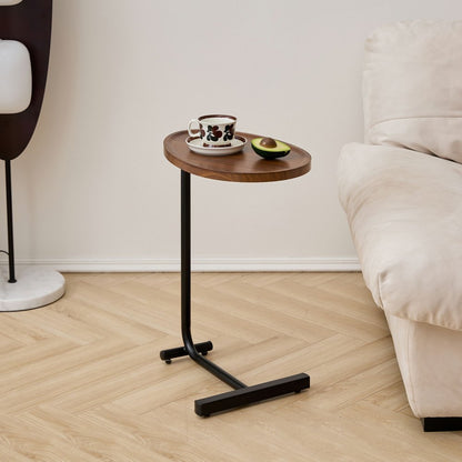 Set of Two Brown and Black Wood and Metal Oval End Tables HomeRoots