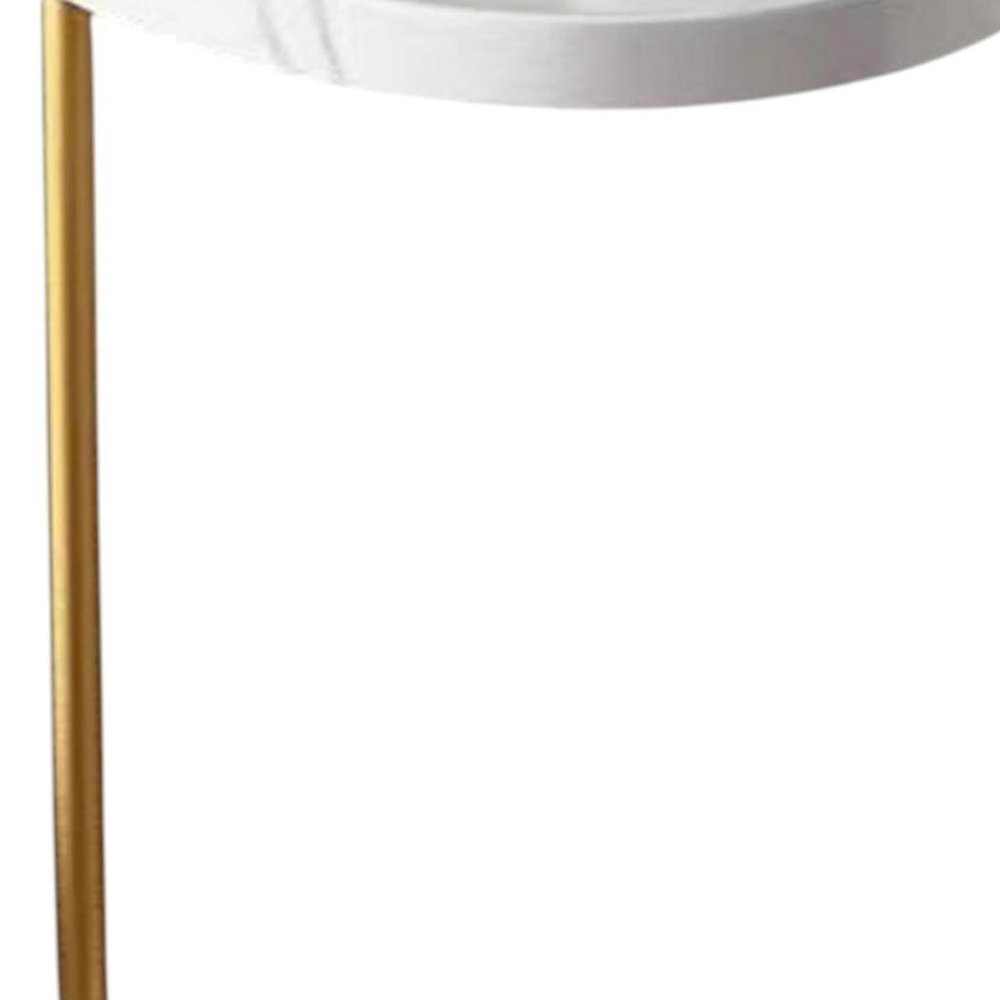 24" White and Gold Faux Marble and Metal Oval End Table HomeRoots