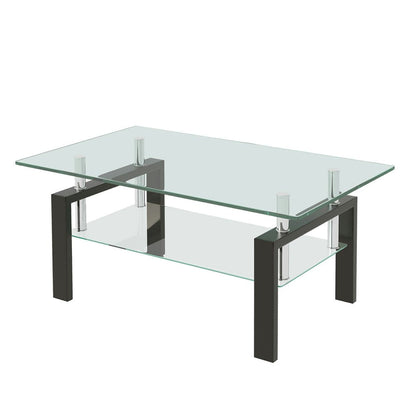39" Clear And Dark Gray Glass And Steel Coffee Table HomeRoots