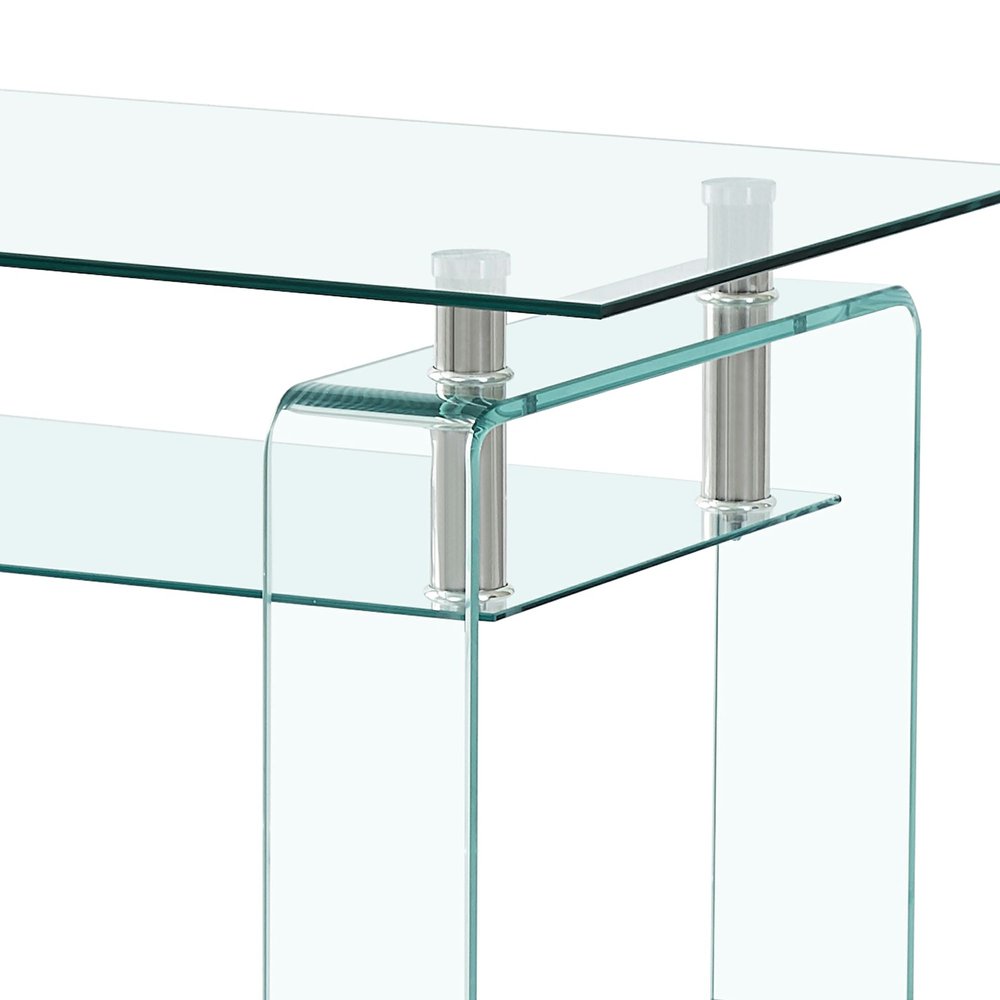 39" Clear Glass Coffee Table With Shelf HomeRoots