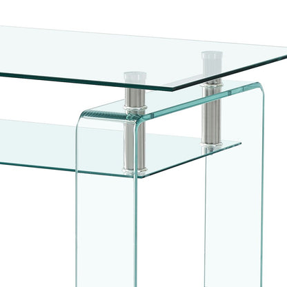 39" Clear Glass Coffee Table With Shelf HomeRoots