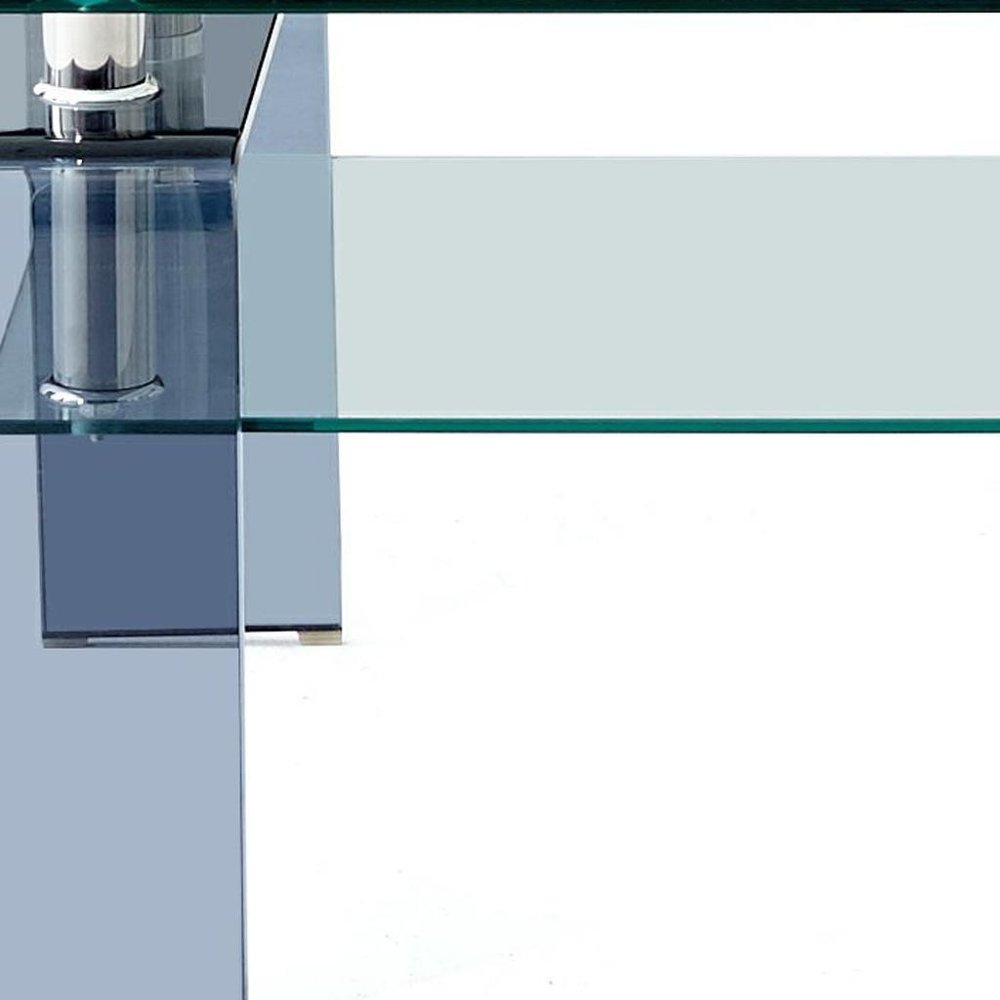 39" Clear and Black Glass Coffee Table With Shelf HomeRoots