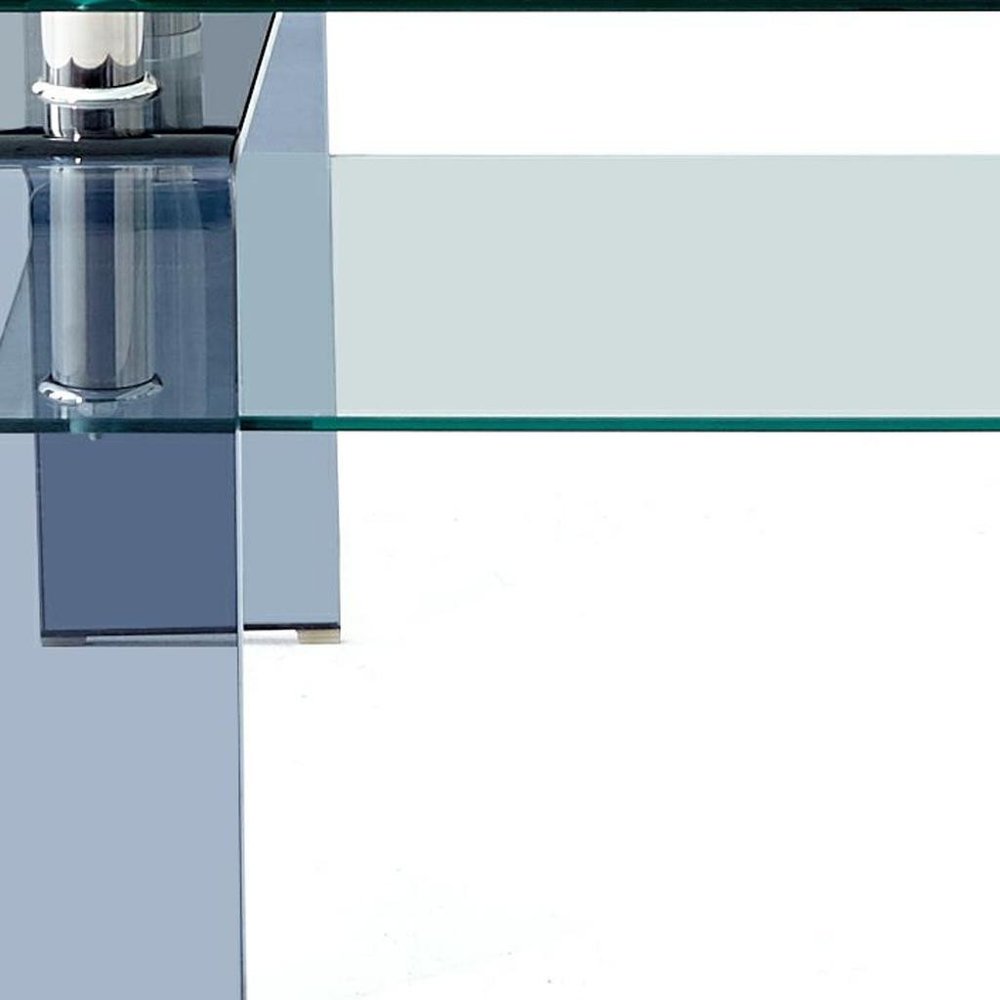 39" Clear and Black Glass Coffee Table With Shelf HomeRoots