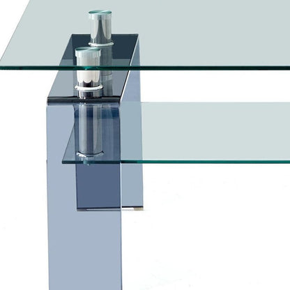 39" Clear and Black Glass Coffee Table With Shelf HomeRoots