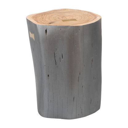 22" Gray Solid Wood Round Tree Stump End Table HomeRoots