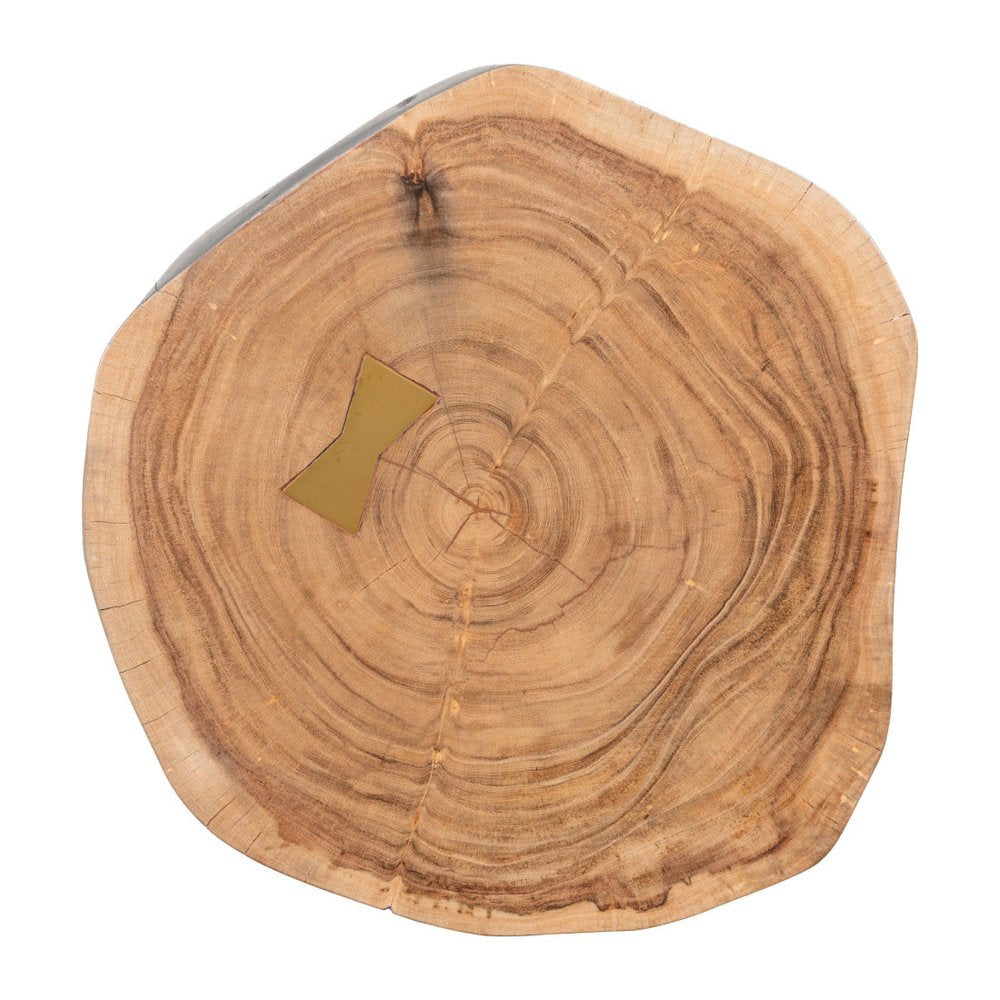 22" Gray Solid Wood Round Tree Stump End Table — view 4