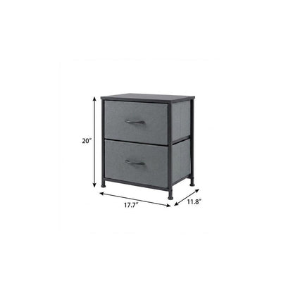 20" Black Iron and Wood Woven Texture Two Drawer Nightstand