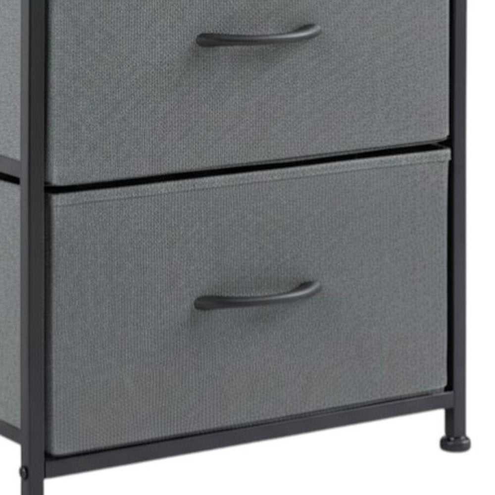 20" Black Iron and Wood Woven Texture Two Drawer Nightstand — view 2