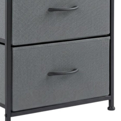 20" Black Iron and Wood Woven Texture Two Drawer Nightstand