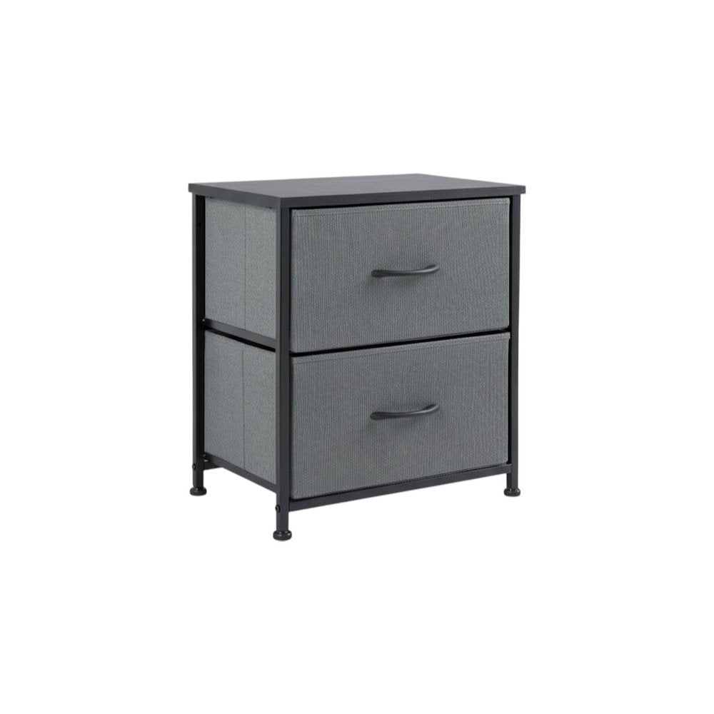 Set of Two 20" Gray Iron and Wood Woven Texture Four Drawer Nightstand — view 2