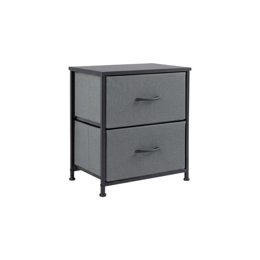 Set of Two 20" Gray Iron and Wood Woven Texture Four Drawer Nightstand