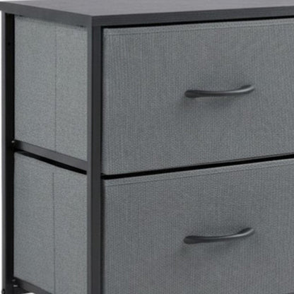 Set of Two 20" Gray Iron and Wood Woven Texture Four Drawer Nightstand HomeRoots
