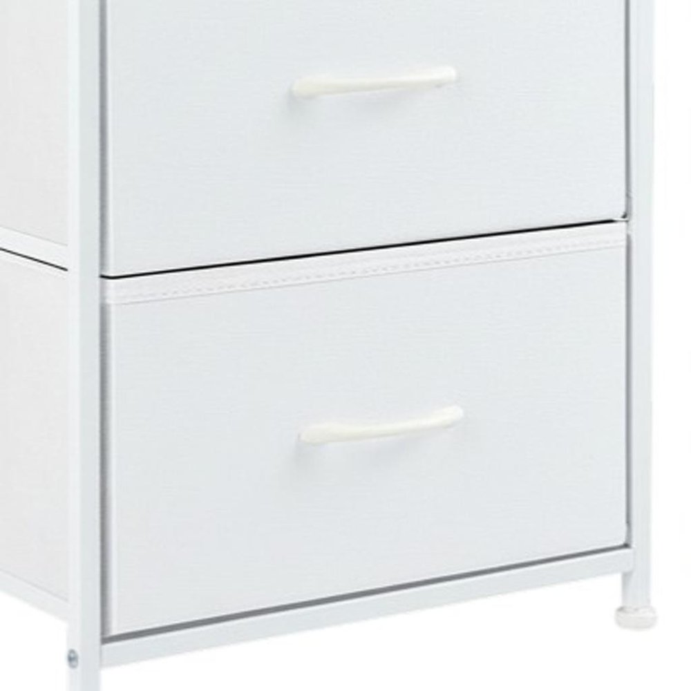 Set of Two 20" White Iron and Wood Two Drawer Nightstand — view 3