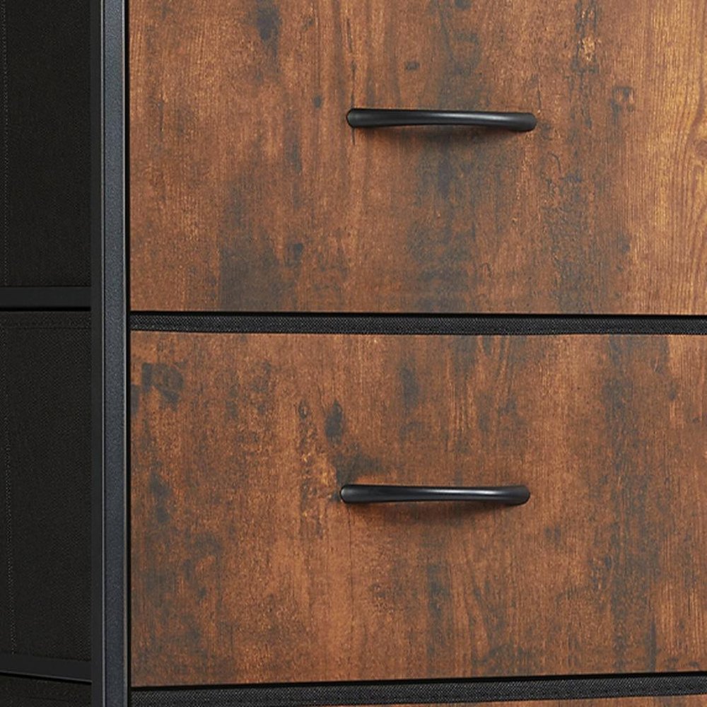 18" Black And Brown Wood Steel And Fabric Four Drawer Dresser — view 1