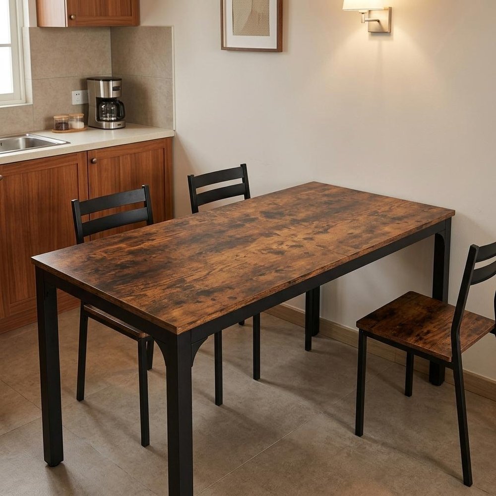 46" Brown and Black Wood and Iron Dining Table HomeRoots
