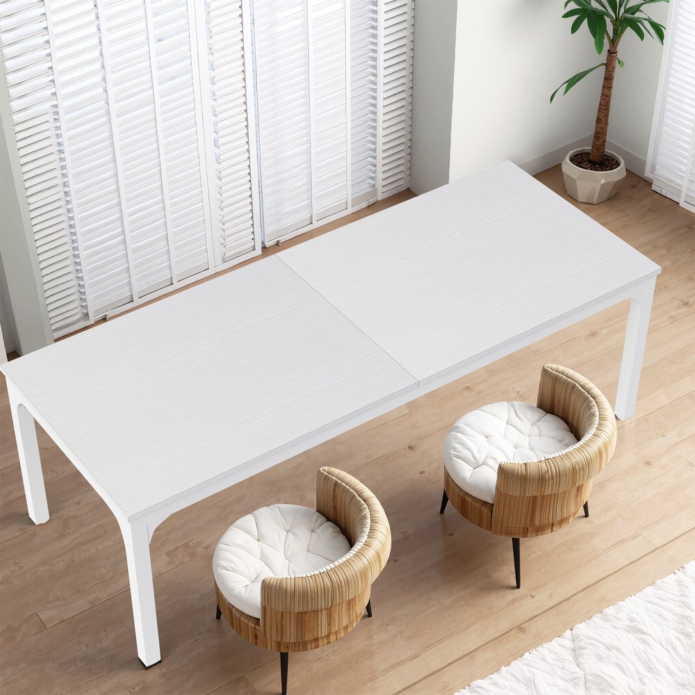 46" White Wood and Iron Dining Table HomeRoots
