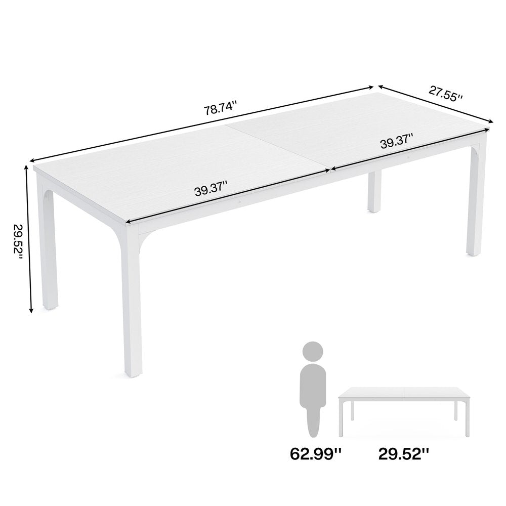 46" White Wood and Iron Dining Table HomeRoots