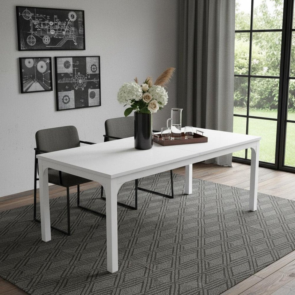 79" White Wood and Iron Dining Table HomeRoots