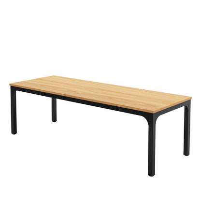 46" Natural and Black Wood and Iron Dining Table