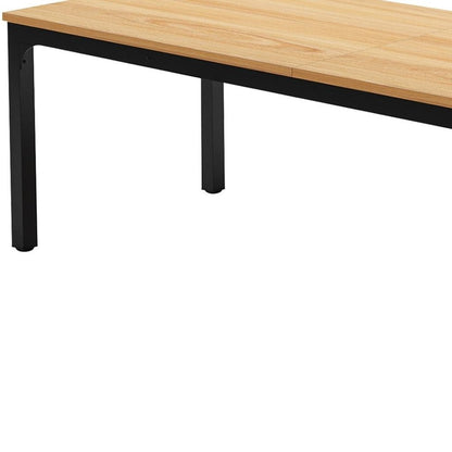 46" Natural and Black Wood and Iron Dining Table