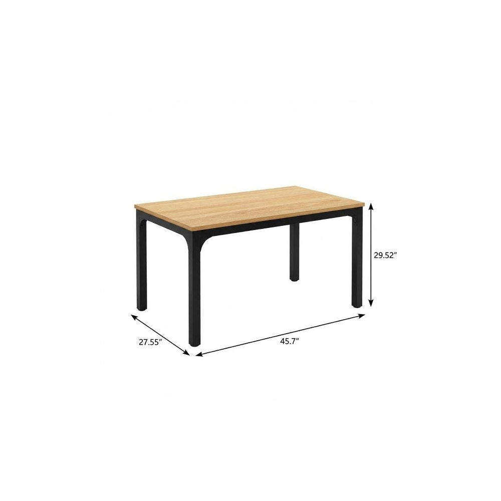 46" Natural and Black Wood and Iron Dining Table