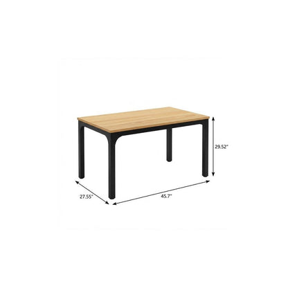 46" Natural and Black Wood and Iron Dining Table