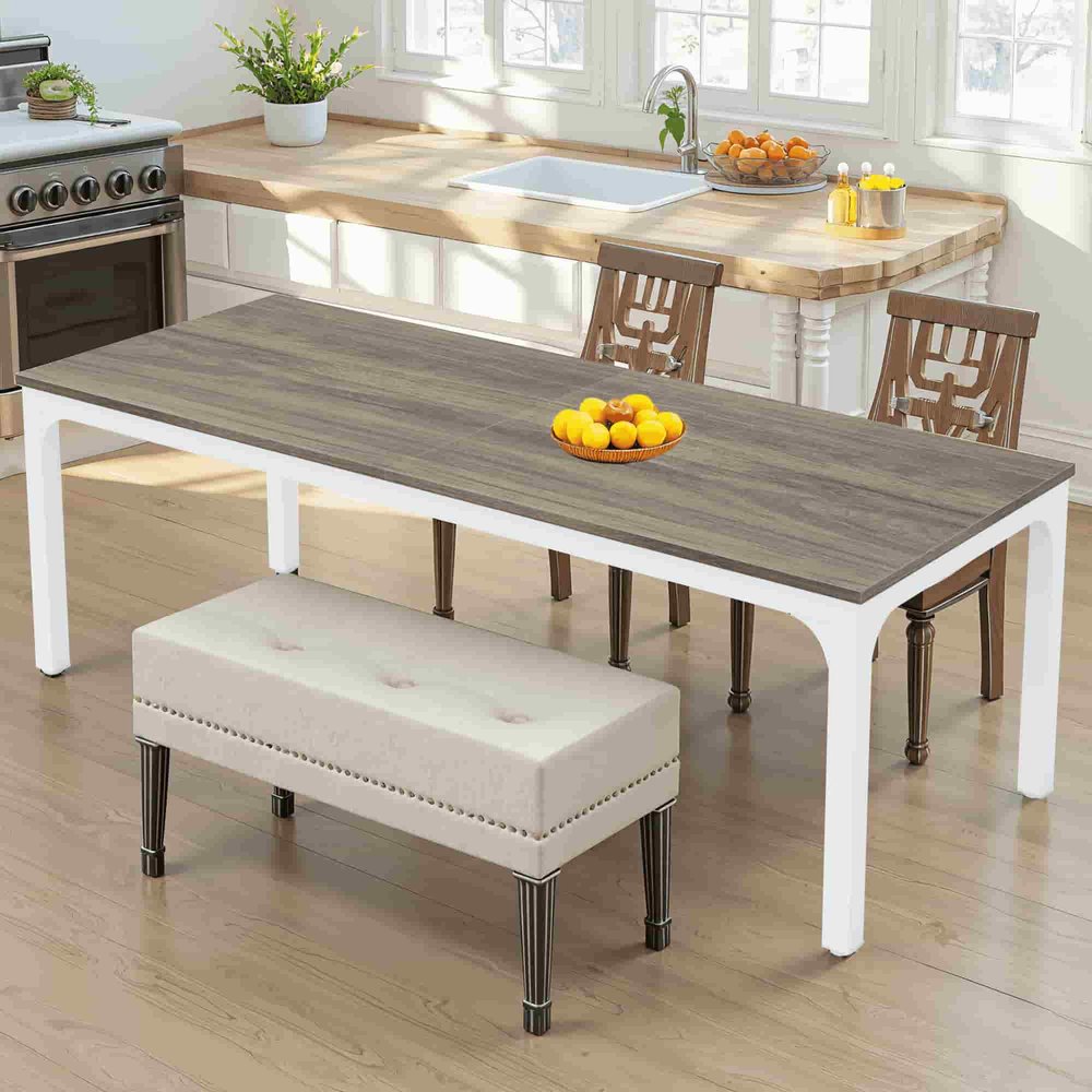46" Gray and White Wood and Iron Dining Table HomeRoots
