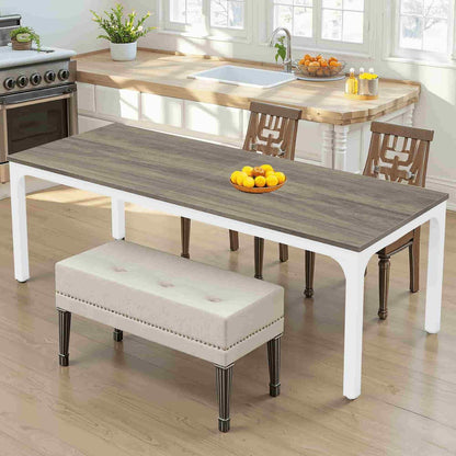 46" Gray and White Wood and Iron Dining Table HomeRoots